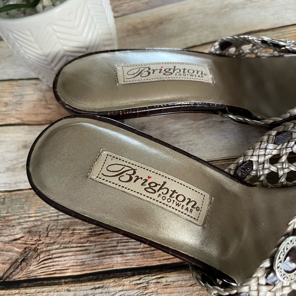 Brighton Tifany Platinum Slip On Heeled Slides Size 7.5M - Picture 5 of 16